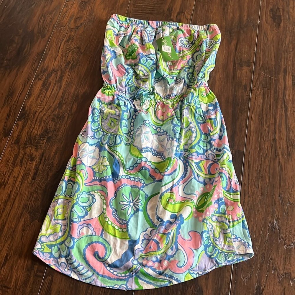 Lilly Pulitzer WINDSOR Strapless Jersey Dress‎ Multi Conch Republic S NWT